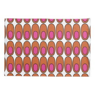 Repeating Orange and Pink Ovals Pillowcase