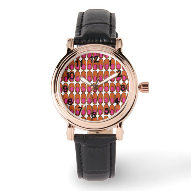 Repeating Orange and Pink Ovals Watch (Front)
