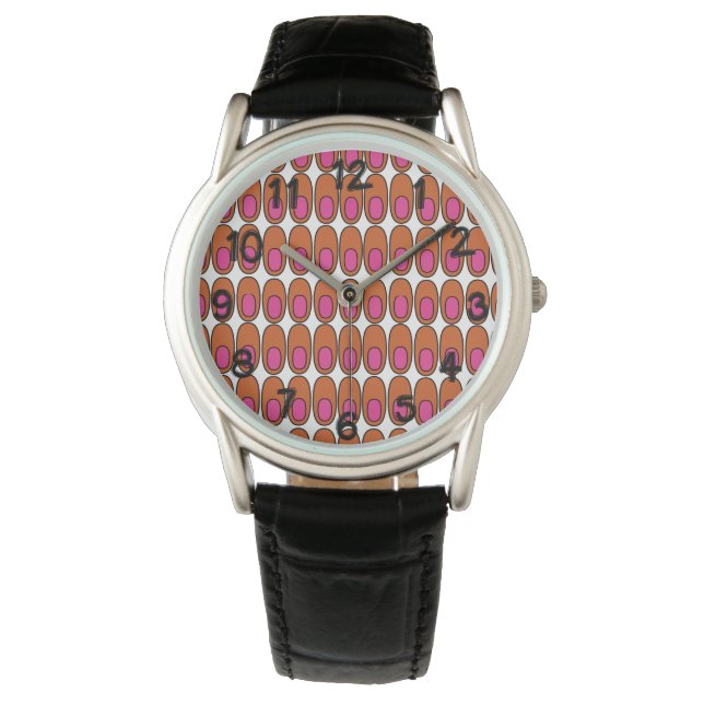 Repeating Orange and Pink Ovals Watch (Front)