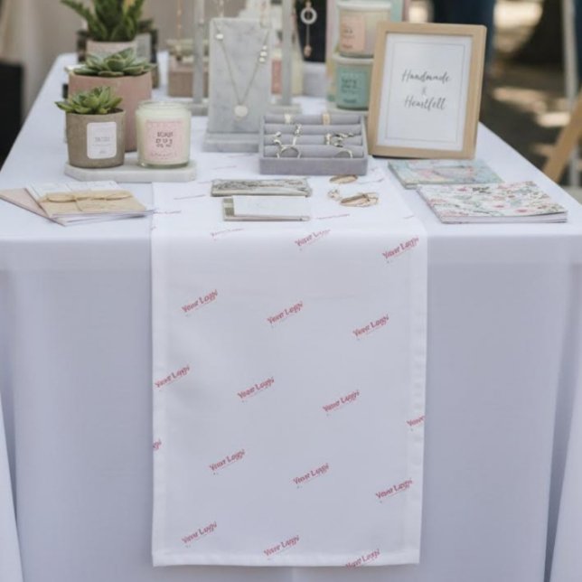 Repeating Pattern Business Logo Branded Display  Short Table Runner (Creator Uploaded)