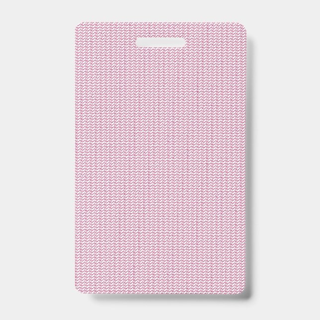 Repeating pattern of small, wavy, reddish-pink lin ID badge (Front)