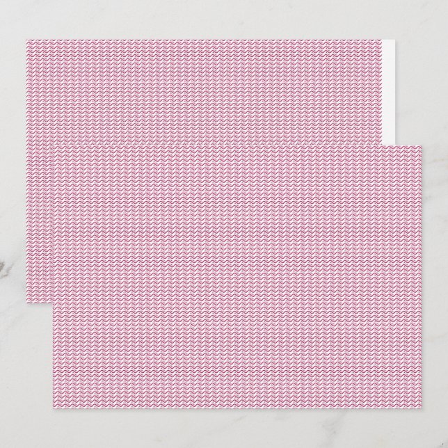 Repeating pattern of small, wavy, reddish-pink lin thank you card (Front/Back)