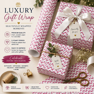 Repeating pattern of small, wavy, reddish-pink lin wrapping paper