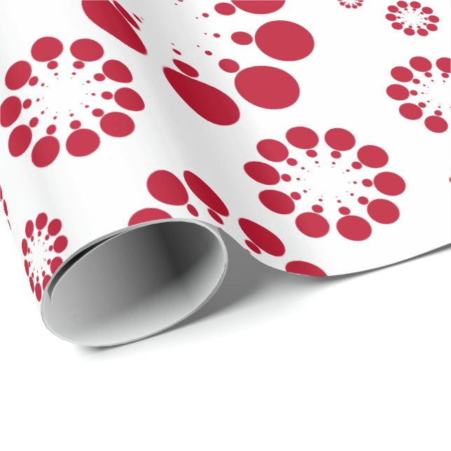 Repeating Pattern Red Flowers of Circles and Rings Wrapping Paper (Roll Corner)