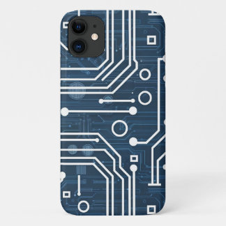 repeating pattern that resembles electronic circui iPhone 11 case