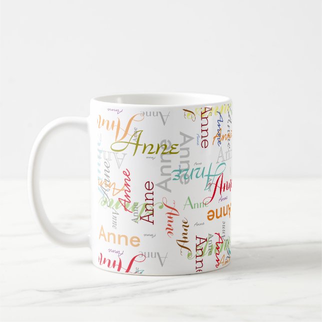 Repeating Personalised Name allover White Mug (Left)