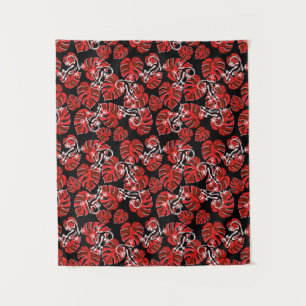 Repeating Salamander And Red Leaf Pattern Tapestry