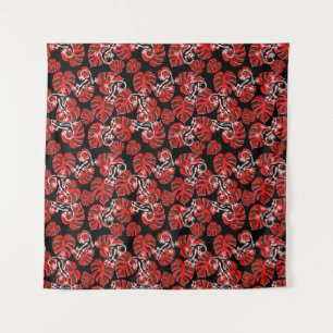 Repeating Salamander And Red Leaf Pattern Tapestry