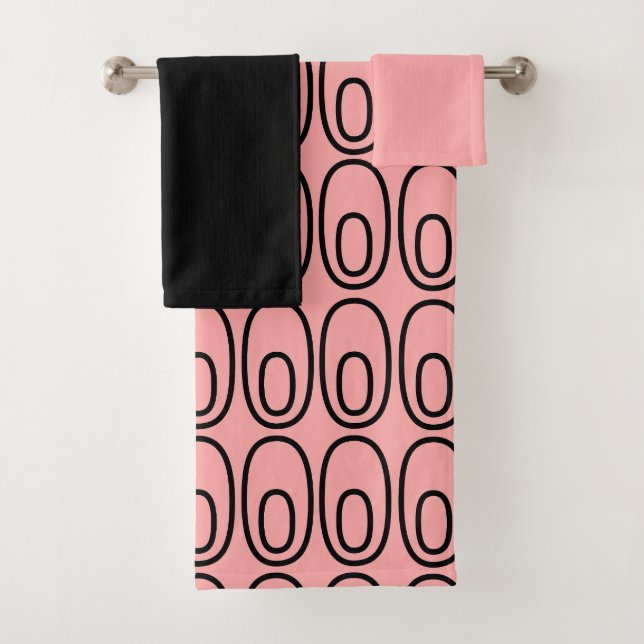 Repeating Salmon Ovals Bath Towel Set (Insitu)