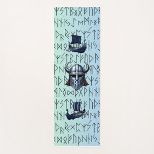 Repeating Viking Ships and Helmet Design over Rune Yoga Mat