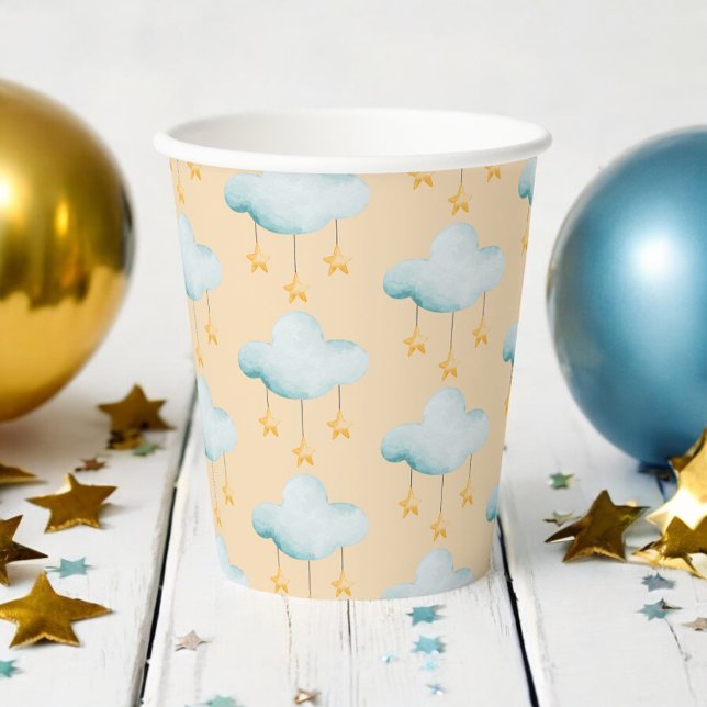 Repeating Watercolor Clouds with Stars Paper Cups (Creator Uploaded)
