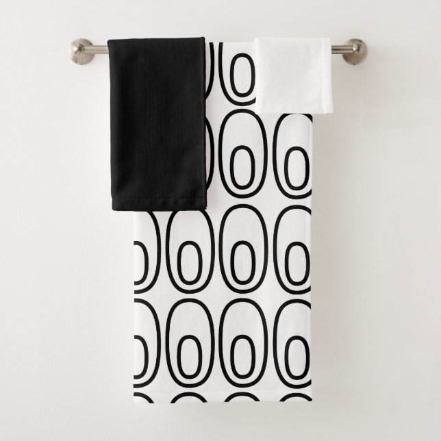 Repeating White Ovals Bath Towel Set (Insitu)