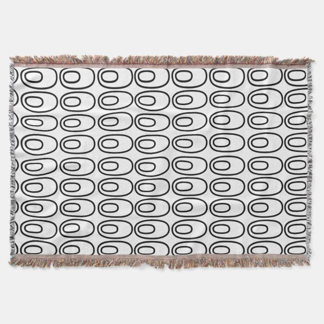 Repeating White Ovals Throw Blanket (Front)