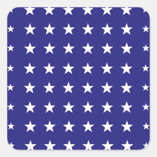 Repeating White Stars on Blue Background Pattern Square Sticker