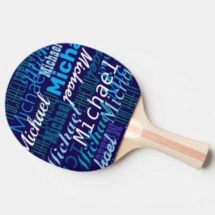 Repeating Your Kid's Name Cool Blue Ping Pong Paddle