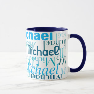 Repeating Your Name Cool Typography Blue Mug