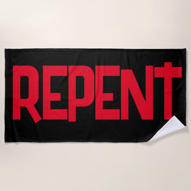REPENT Beach Towel (Front)