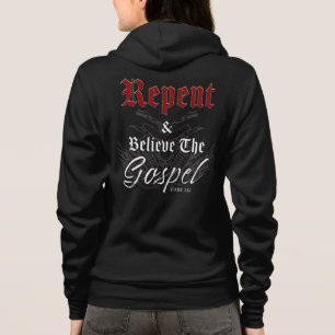 Repent & Believe Motorcycle Christian Faith Gospel Hoodie
