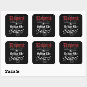 Repent & Believe the Gospel: Christian Faith Graph Square Sticker