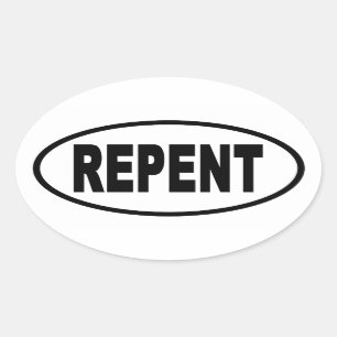Repent Euro Style Oval Sticker