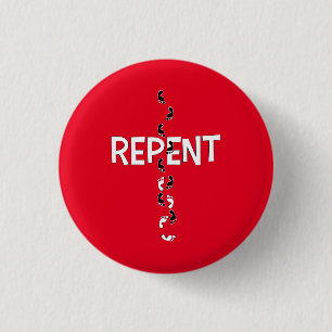 Repent Footprints Cross 3 Cm Round Badge