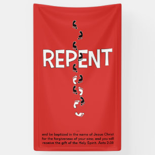 REPENT Footprints Cross Banner