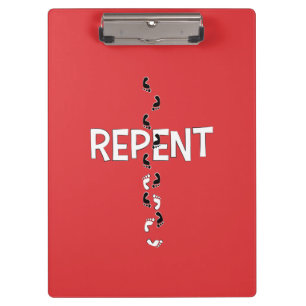 Repent Footprints Cross Clipboard