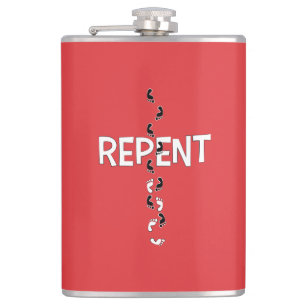Repent Footprints Cross Hip Flask