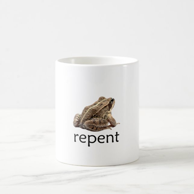 Repent frog, funny memee coffee mug (Center)