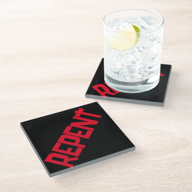 REPENT Glass Coaster (Angled)