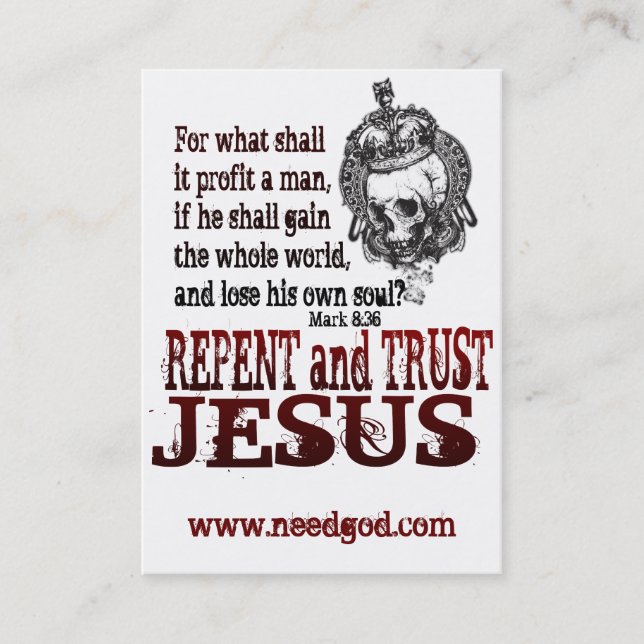 Repent Gospel Tract Business Card (Front)