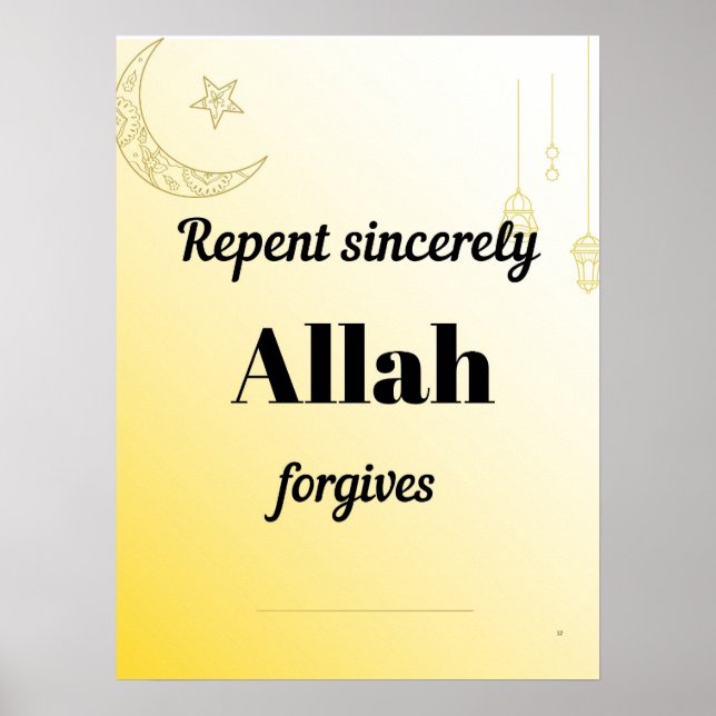 Repent sincerely. An islamic wall art . (Front)