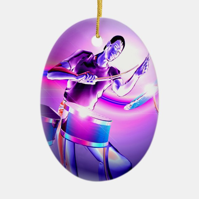 Repercussion - Purple Drummer Ceramic Tree Decoration (Front)