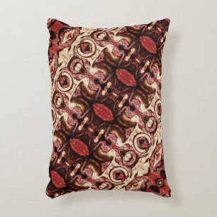 Repetition of shapes with woody tones and stains decorative cushion