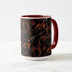 Repetition of twisted circles in dark red to brown mug
