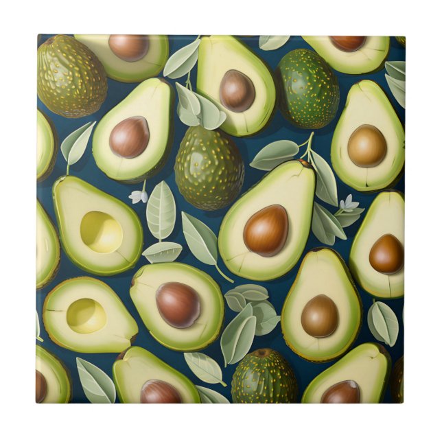 Repetitive Avocado Pattern with Textured Contrast Tile (Front)