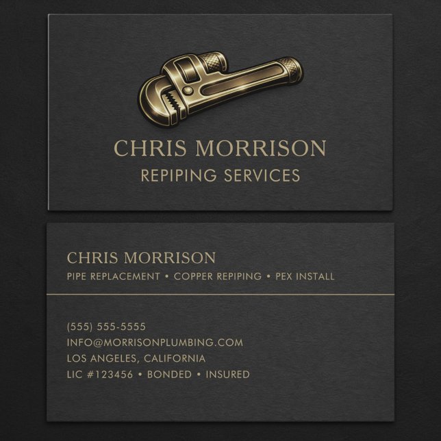 Repiping Services Wrench Professional Business Card (Creator Uploaded)