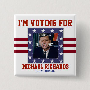 Replace Photo   Campaign Template Square 15 Cm Square Badge