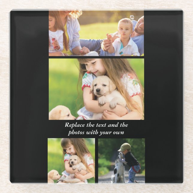 Replace text and photos with your own glass coaster (Front)