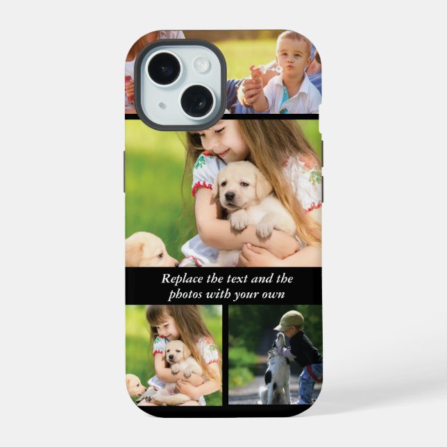 Replace text and photos with your own iPhone 15 case (Back)