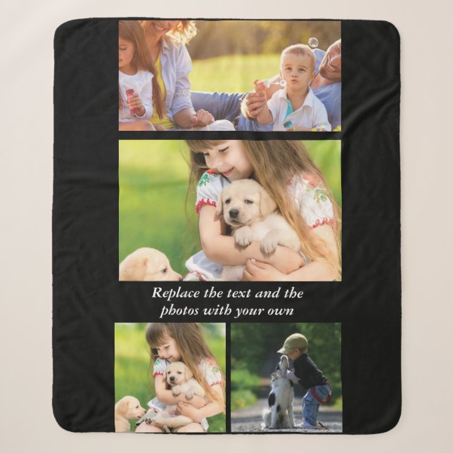Replace text and photos with your own sherpa blanket (Front)