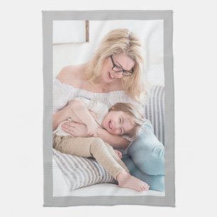 Replace With Your Photo, Light Grey Border Tea Towel