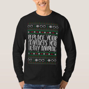 Replace Your Contacts You Animal Optometry Christm T-Shirt