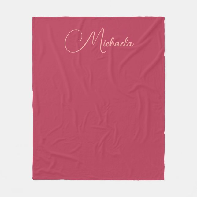 Replace Your Name Modern Template Viva Magenta Fleece Blanket (Front)