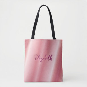 Replace Your Name Or Text Rose Gold Custom Script Tote Bag