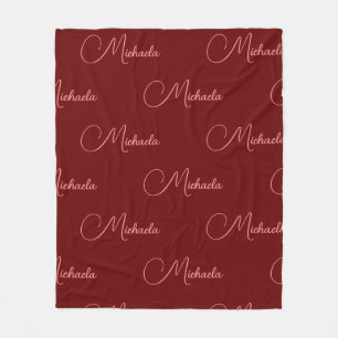 Replace Your Name Template Dark Red Typography Fleece Blanket