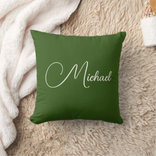 Replace Your Own Name Elegant Forest Green Cushion