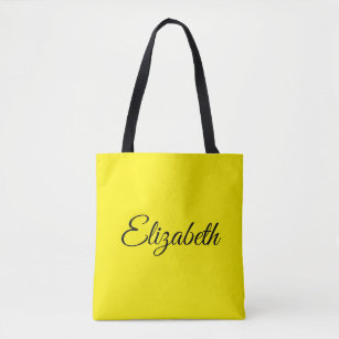 Replace Your Own Name Elegant Script Bright Yellow Tote Bag