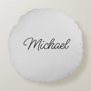 Replace Your Own Name Light Grey Script Template Round Cushion