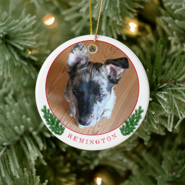 Replaceable Adorable Puppy Photo Double-sided Ceramic Tree Decoration (Tree)